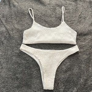 White Crinkle Shein Bikini